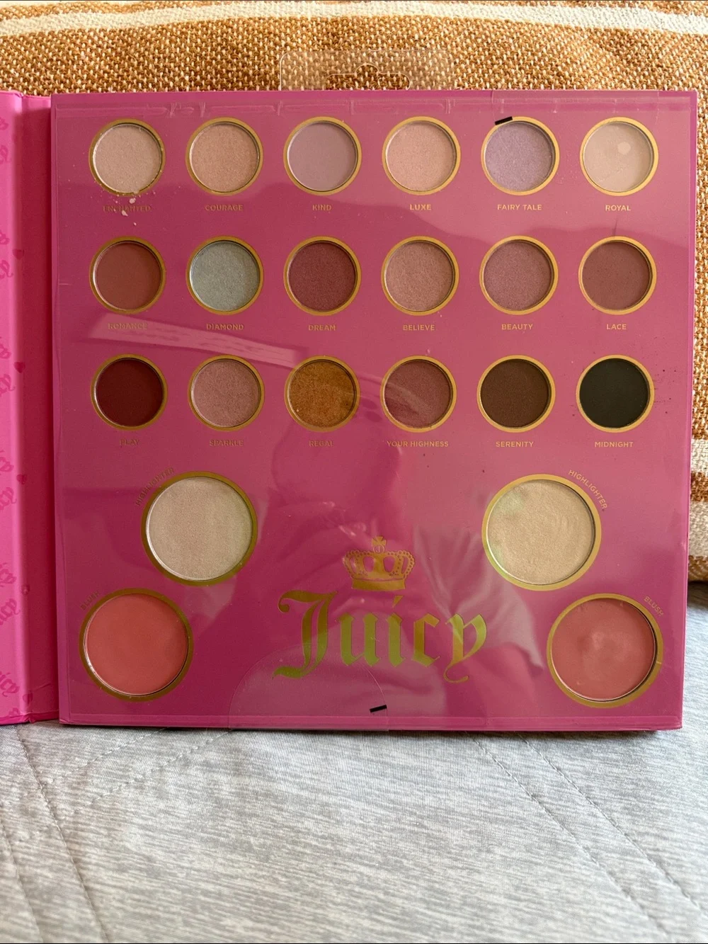 Juicy Couture Pink Velour Cosmetic Neutrals Case with Embroidered Logo